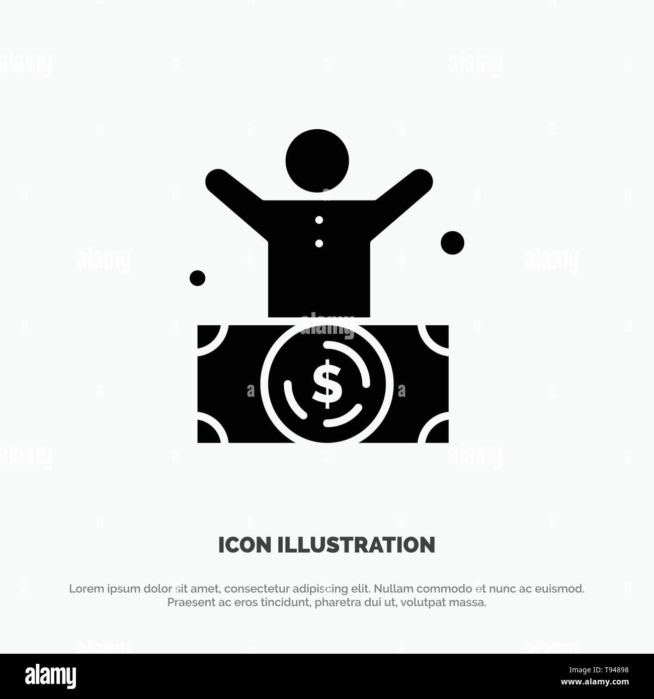 Billionaire, Man, Millionaire, Person, Rich solid Glyph Icon vector Stock Vector