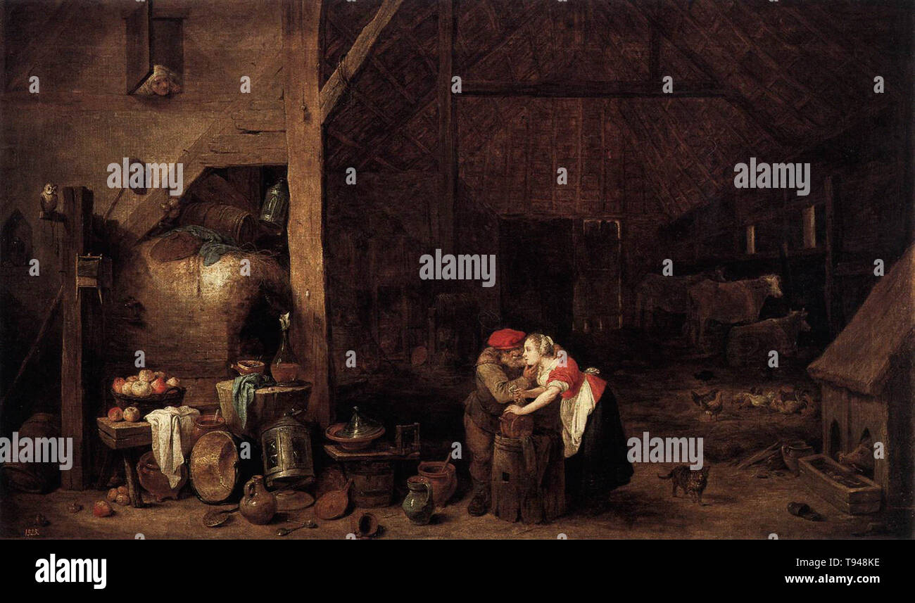David Teniers the Younger - old man maid Stock Photo