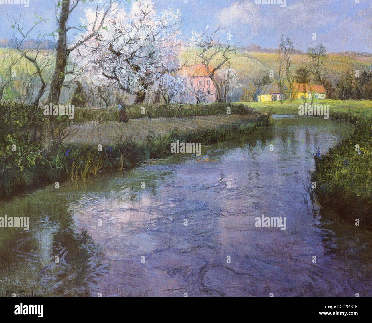 Frits Thaulow  - french river landscape Stock Photo
