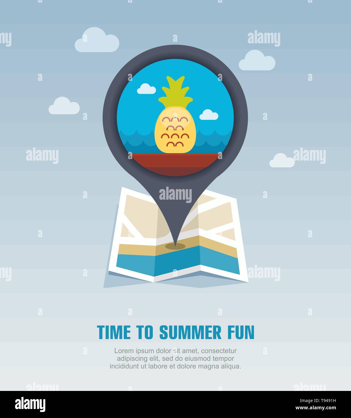 Pineapple vector pin map icon. Beach Map pointer. Summer Map markers ...
