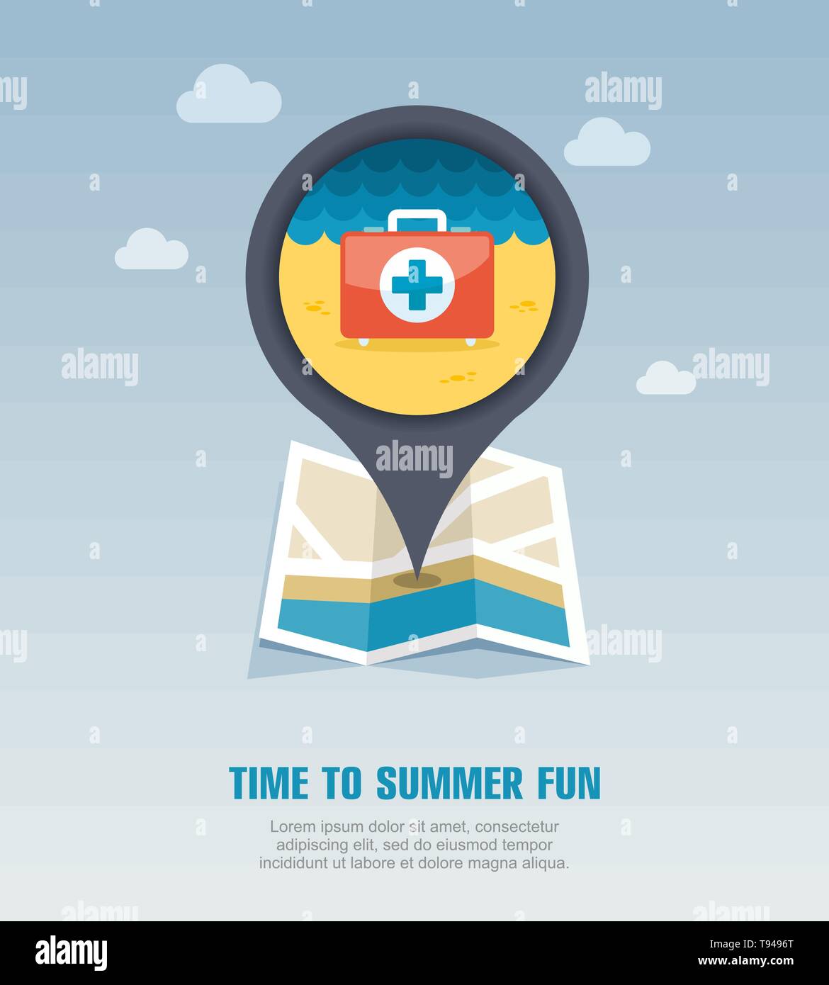 First aid vector pin map icon - First Aid Vector Pin Map Icon Beach Map Pointer Summer Map Markers Holiday Summertime Vacation Eps 10 T9496T 