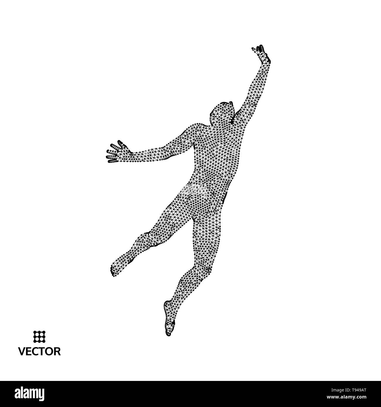 Leadership concept. Jumping man. Emblem for sport championship. Vector illustration. Stock Vector