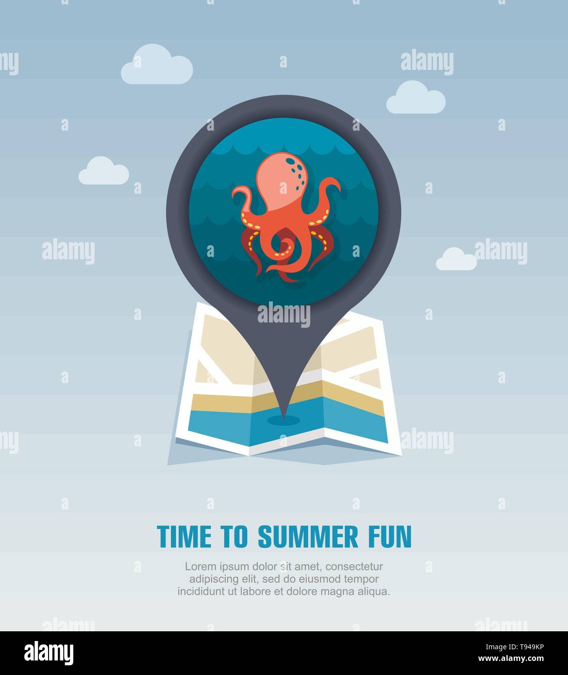 Octopus vector pin map icon Map - Octopus Vector Pin Map Icon Map Pointer Summer Map Markers Summertime Vacation Eps 10 T949KP 