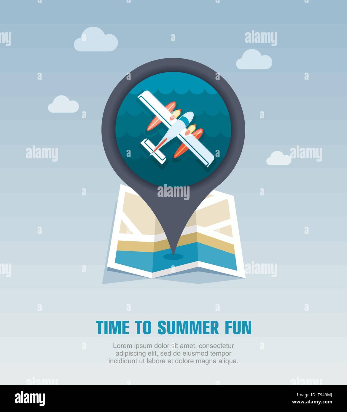 Hydroplane vector pin map icon. Travel Map pointer. Summer Map markers ...