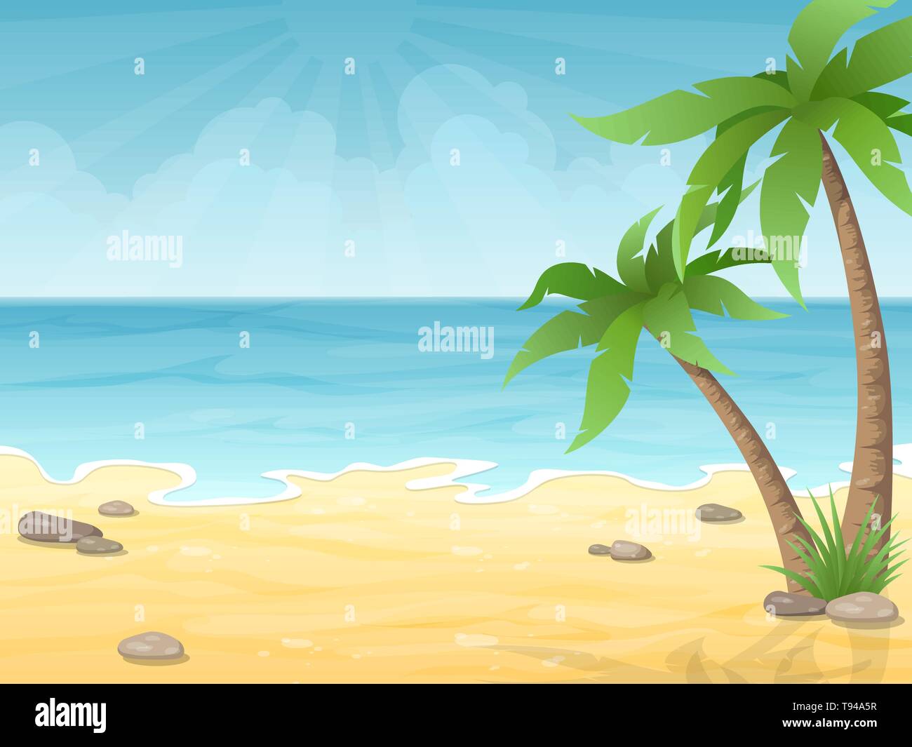 Tropical beach with palms tree Stock Vector Image & Art - Alamy
