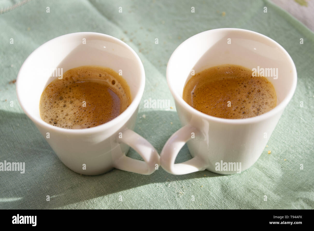 cups of italian short shot espresso coffee Stock Photo - Alamy