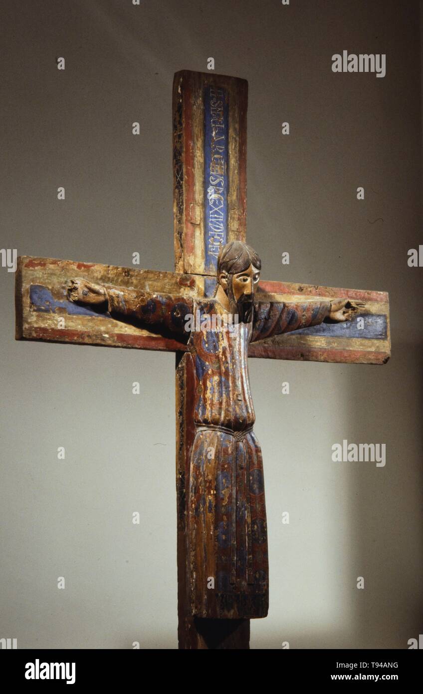 Majestat Batlló, imagen en madera policromada del siglo XII, procedente de la Garrocha. Museum: MUSEU NACIONAL D'ART DE CATALUNYA. Stock Photo