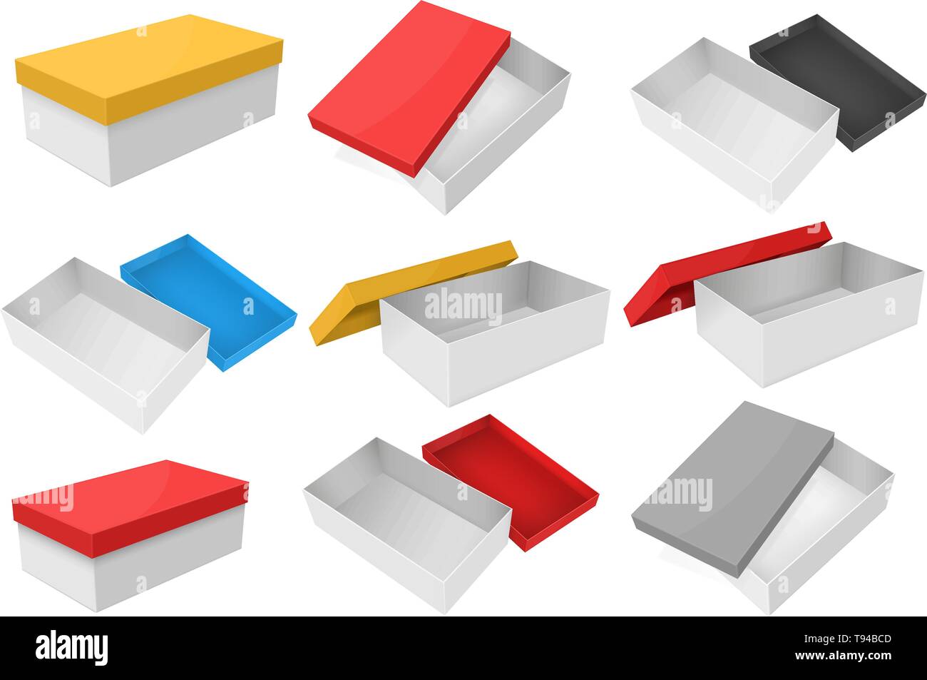 Gift boxes with colored lids. Collection Stock Vector