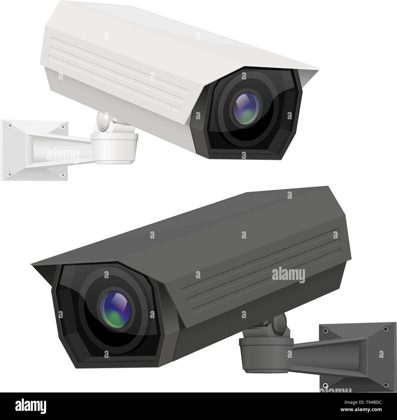 CCTV security camera. White and black surveillance equipment Stock Vector