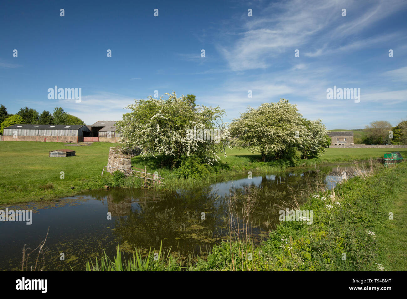 A view of a disused section of the Lancaster Canal near the village of ...
