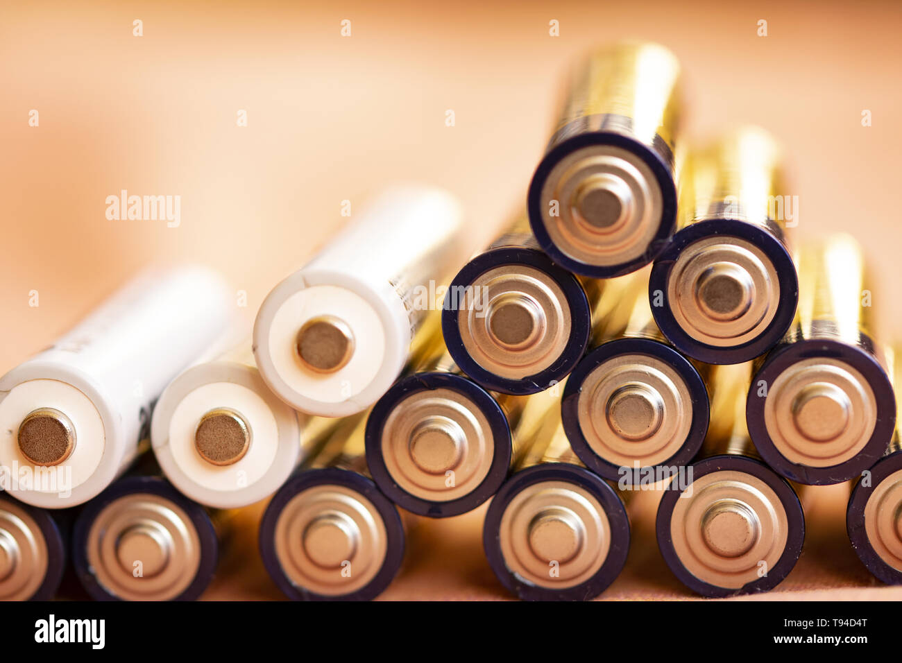stack of batteries sorted one above the other Stock Photo Alamy
