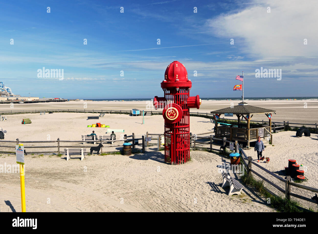 A Dog Park on the beach in Wildwood, New Jersey, USA Stock Photo