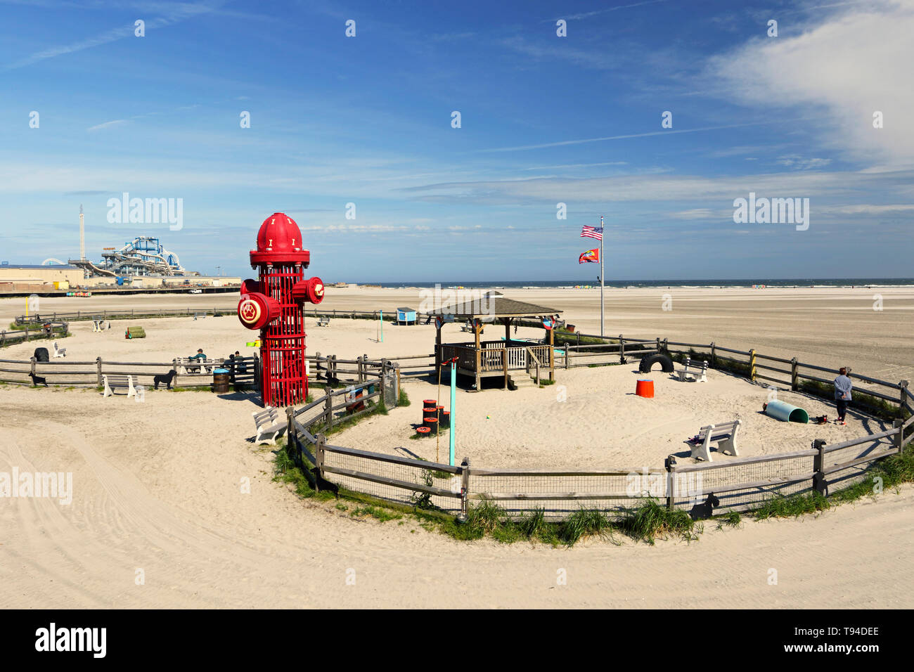A Dog Park on the beach in Wildwood, New Jersey, USA Stock Photo