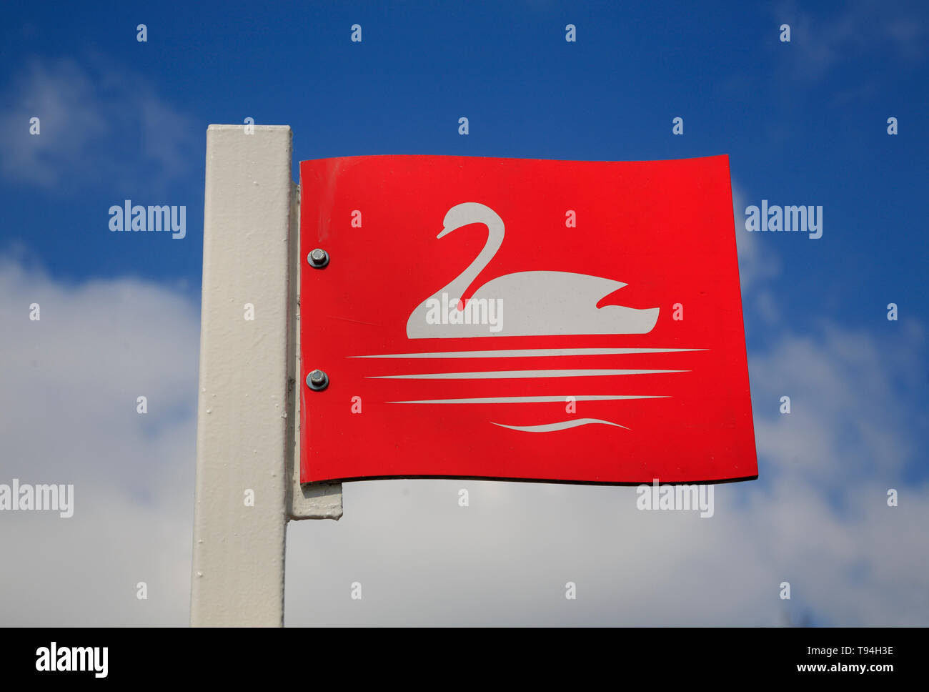 Sign Alsterschiffahrt  at pier, lake Alster, Hamburg, Germany, Europe Stock Photo