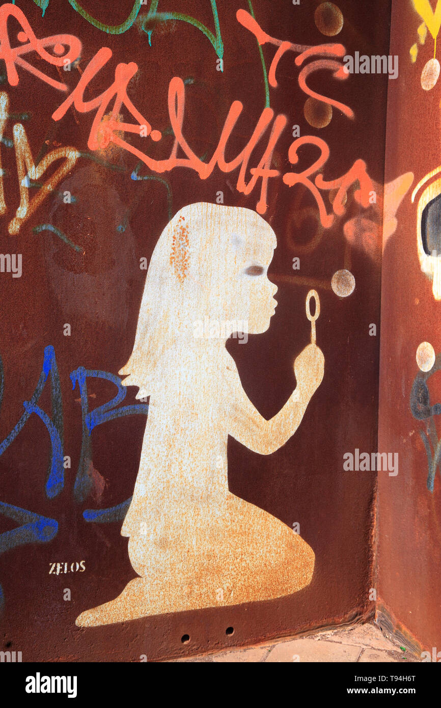 Graffiti in front of Deichtorhallen,  Hamburg, Germany, Europe Stock Photo