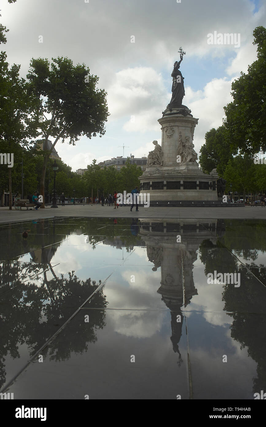 Place de la Republique square in morning spring sunshine Stock Photo