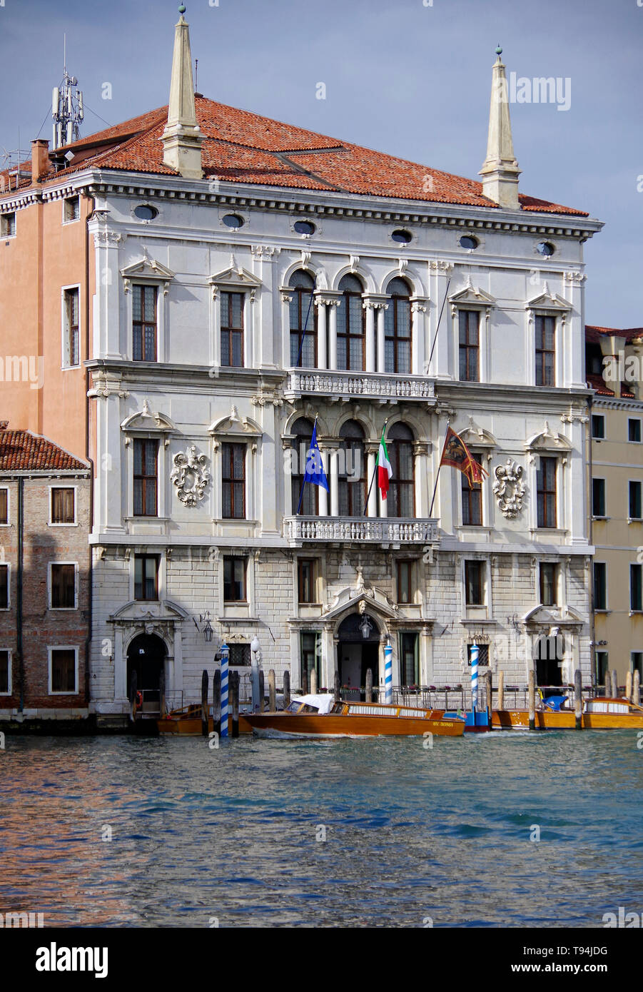 The Palazzo Balbi, a late Sixteenth century palace in Renaissance style with some early Baroque features such as obelisks and broken pediments Stock Photo