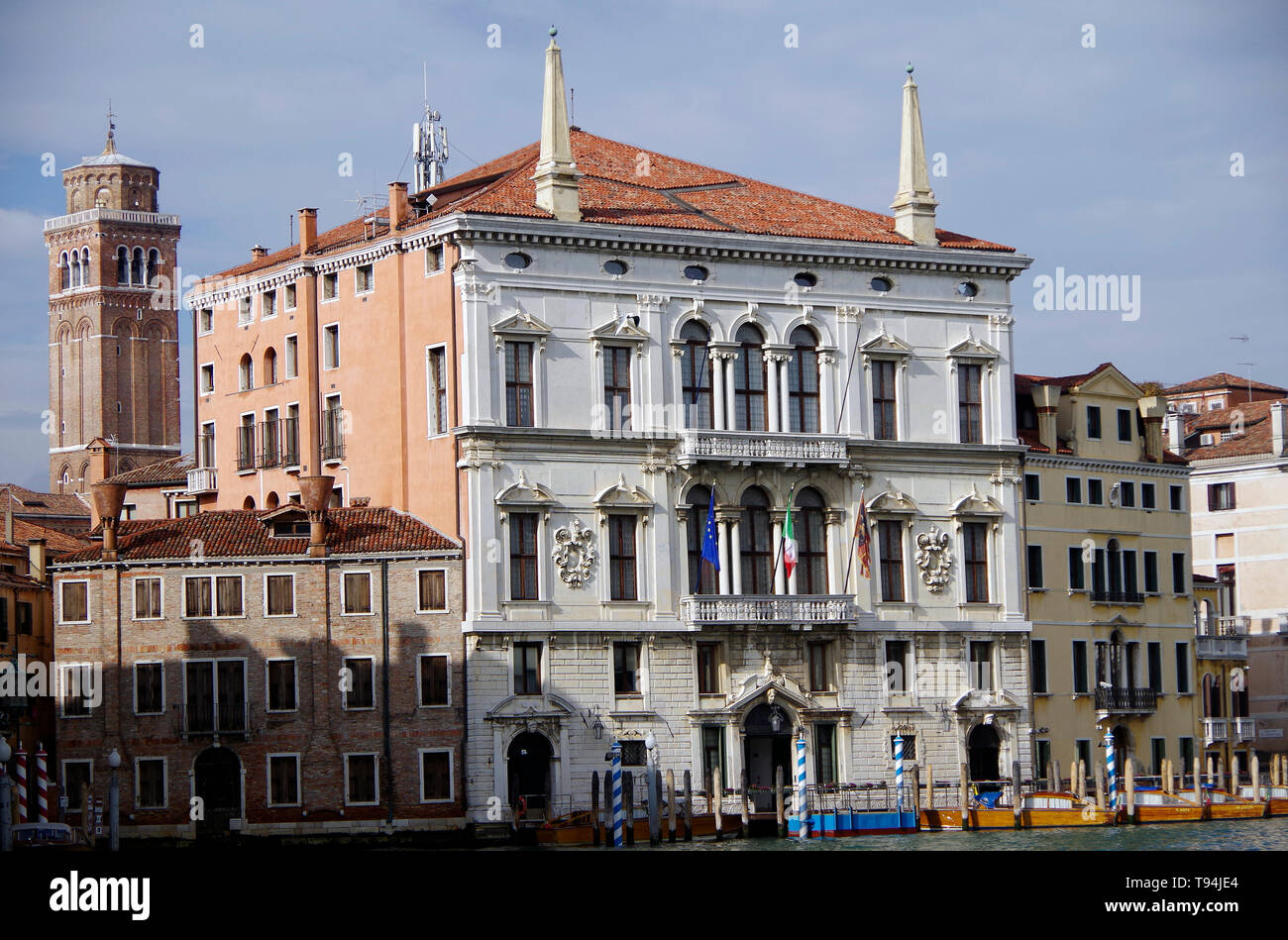 The Palazzo Balbi, a late Sixteenth century palace in Renaissance style with some early Baroque features such as obelisks and broken pediments Stock Photo