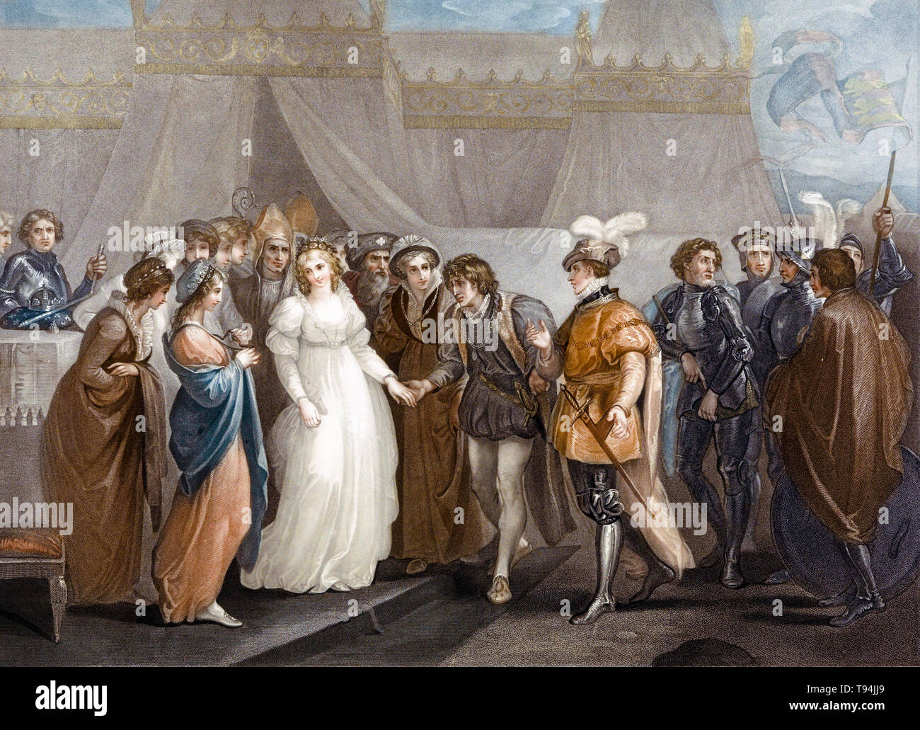 Catherine of France (Catherine of Valois) presented to Henry V of England, at the treaty of Troyes, 1799 Stock Photo