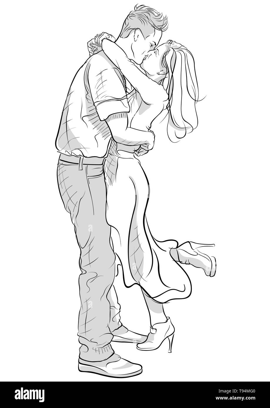 40 Romantic Couple Hugging Drawings And Sketches - Buzz - 2023