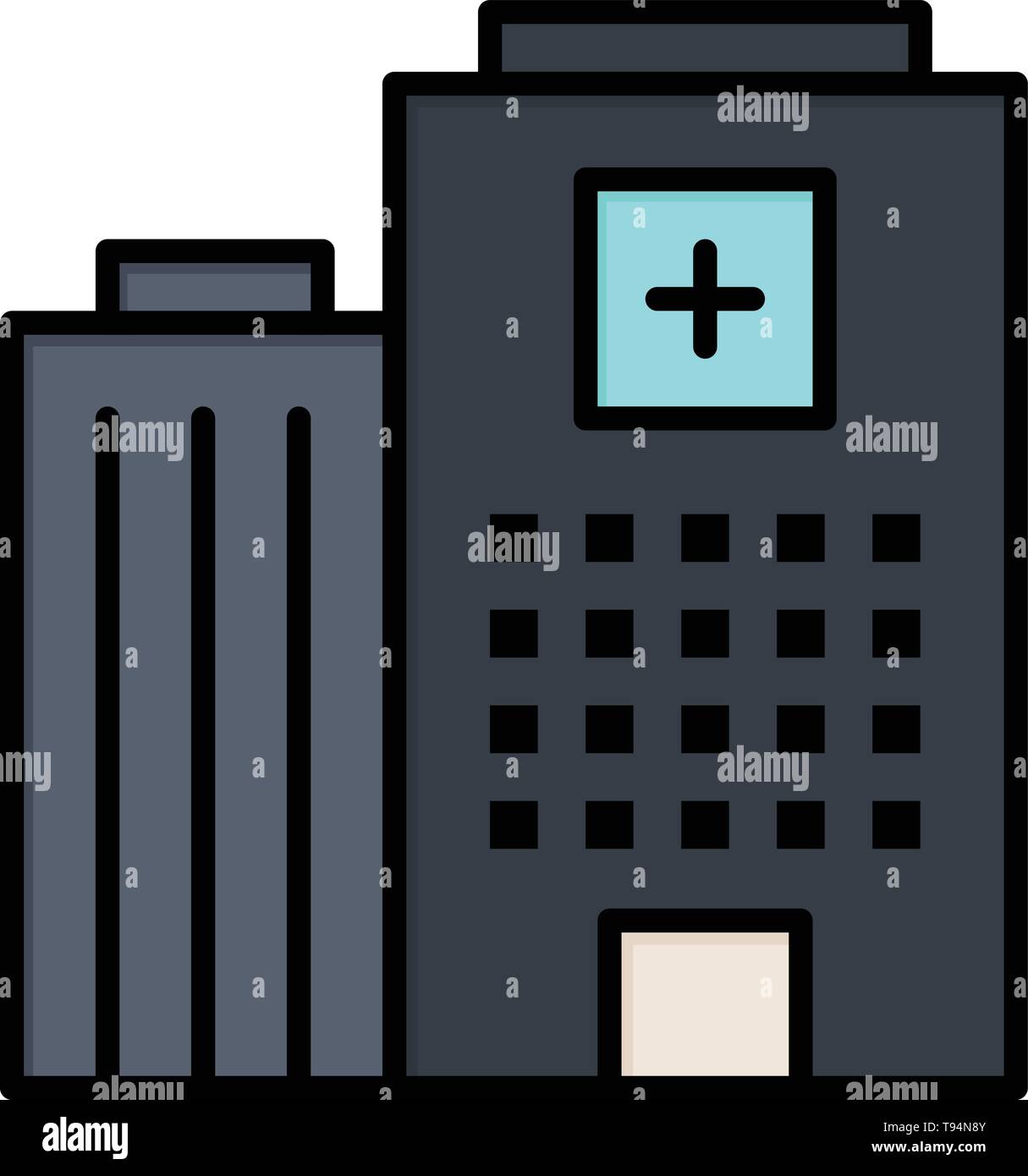 Hospital Medical Building Care Flat Color Icon Vector Icon
