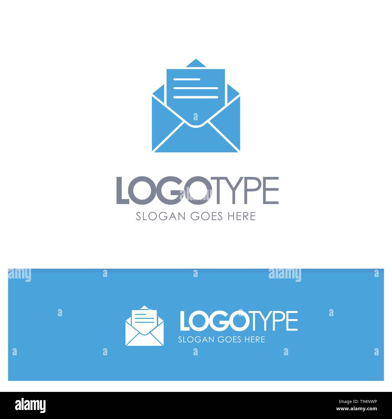 Email, Mail, Message, Text Blue Solid Logo with place for tagline Stock