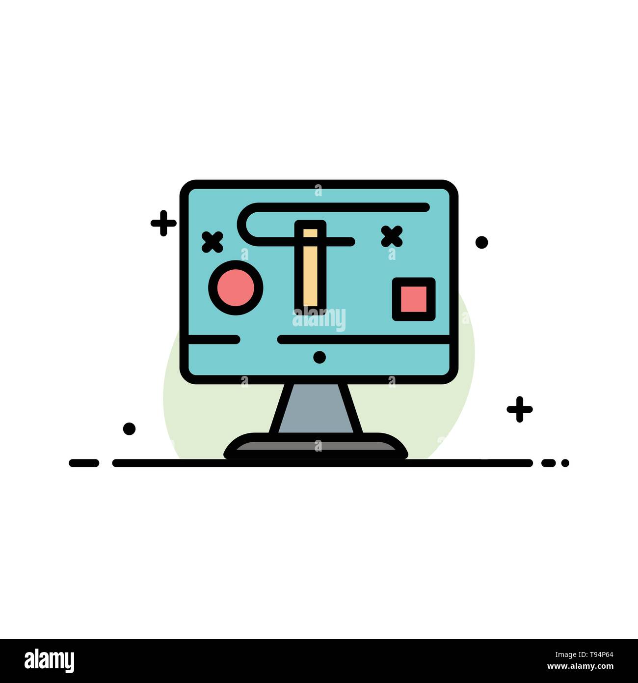 Computer Design Display Graphics Business Flat Line Filled Icon