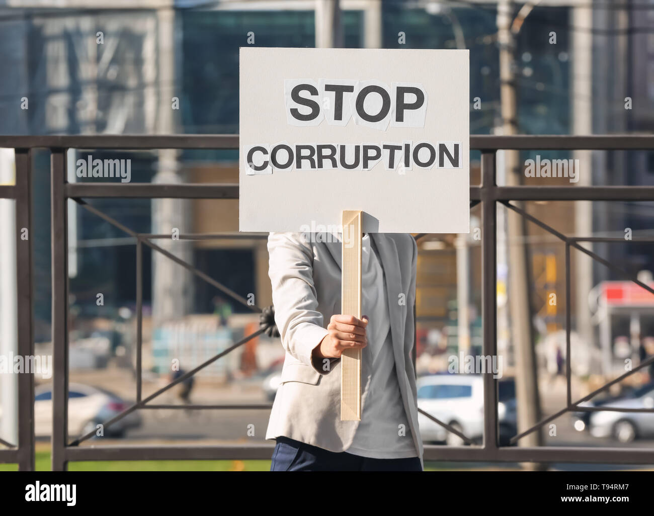 Stop corruption placard hi-res stock photography and images - Alamy