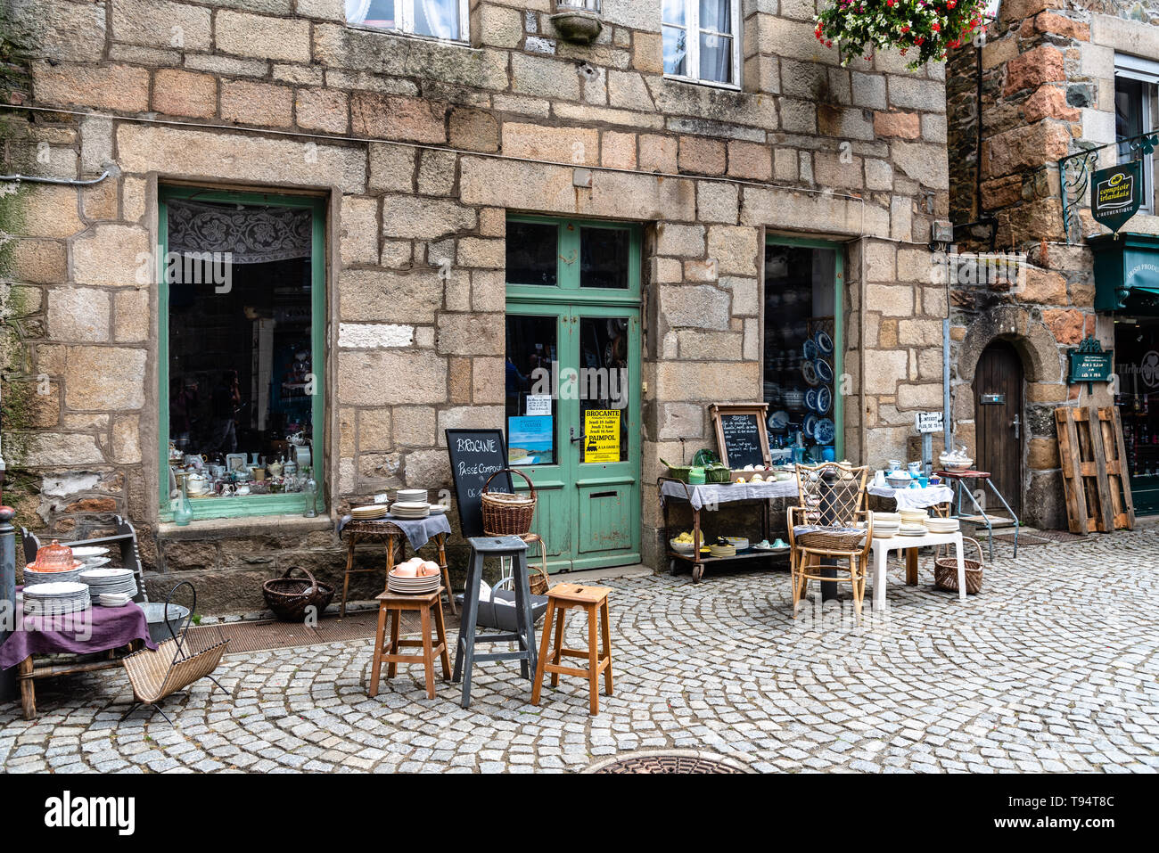 Paimpol, France - July 28, 2018: Antique store in the old town of Paimpol, Brittany Stock Photo