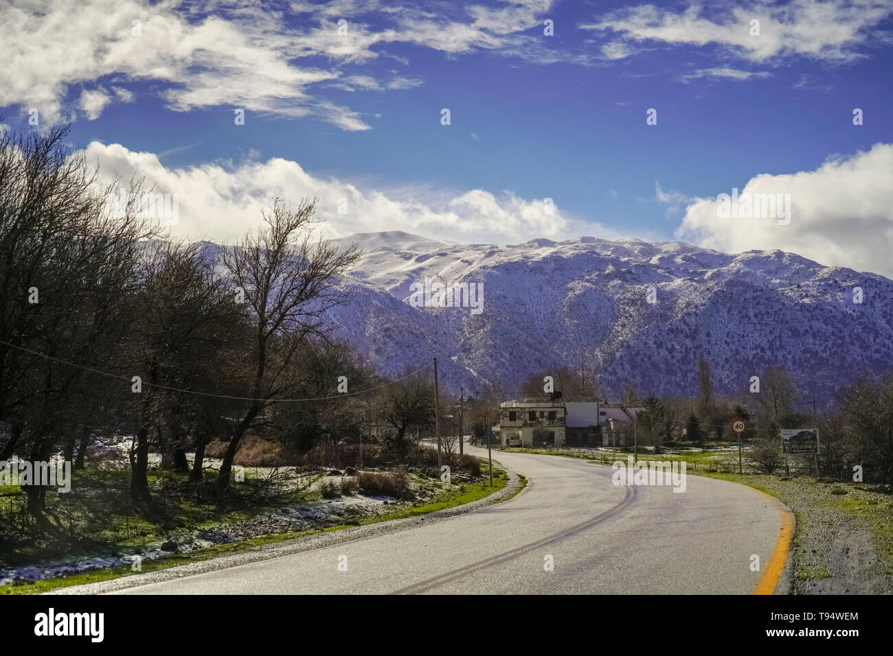 winding Mountain road. Traveling concept. Photographed in Crete, Greece Stock Photo