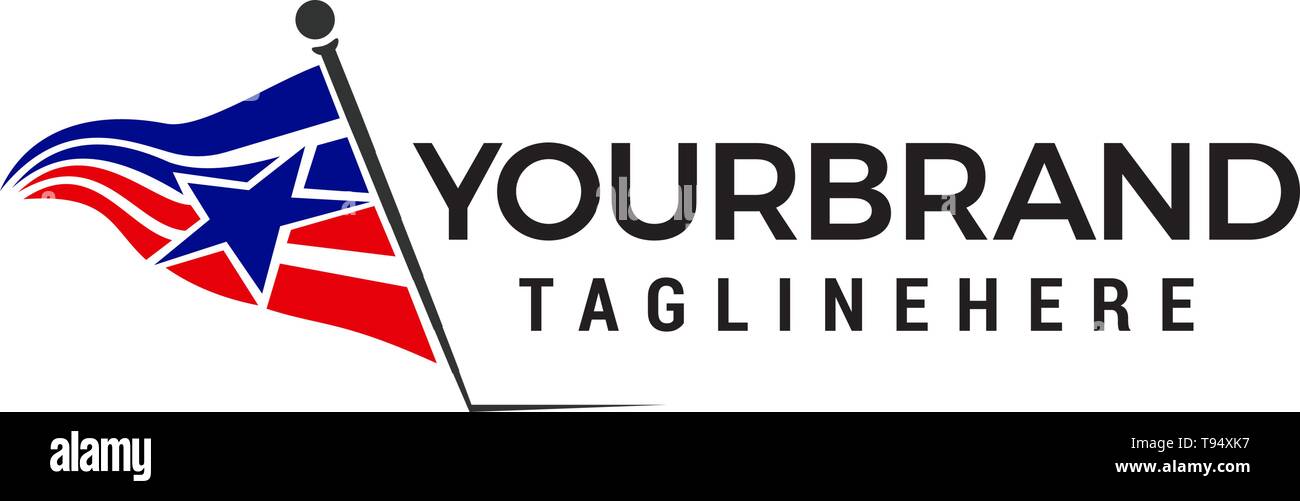 flag america star logo design concept template vector Stock Vector