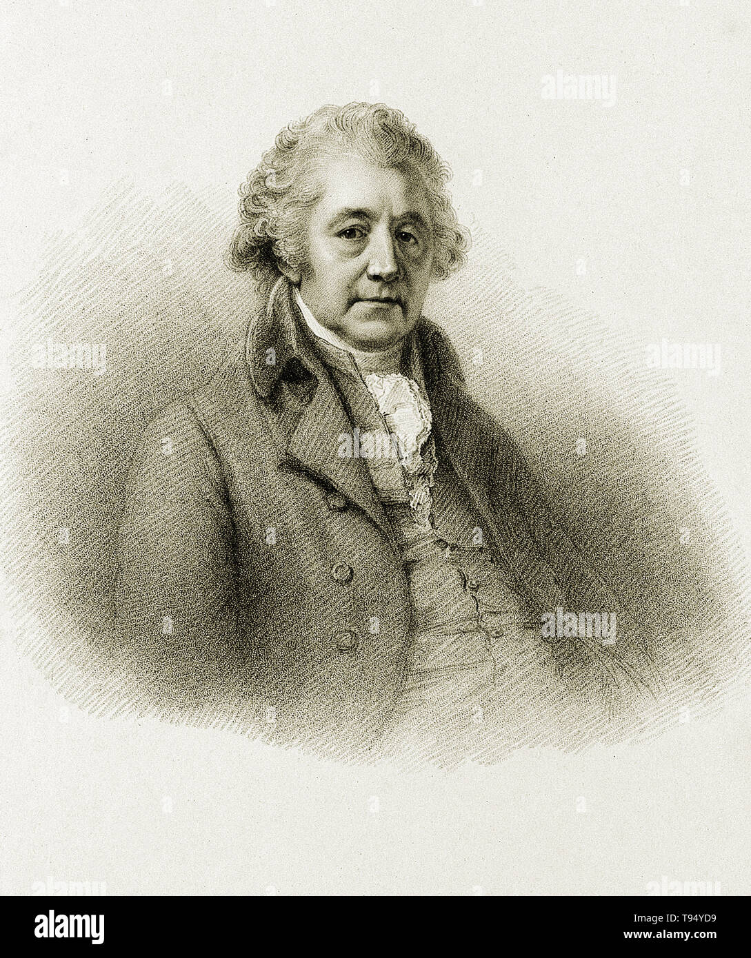 Matthew Boulton. Stipple engraving by A. Cardon, 1812, after W. Evans after Sir W. Beechey, 1799. Boulton (September 3, 1728 - August 17, 1809) was an English manufacturer and business partner of Scottish engineer James Watt. He was the son of a Birmingham manufacturer of small metal products who died when Boulton was 31. He managed and expanded the business, adopted the latest techniques, and branched into silver plate, ormolu and other decorative arts. Stock Photo