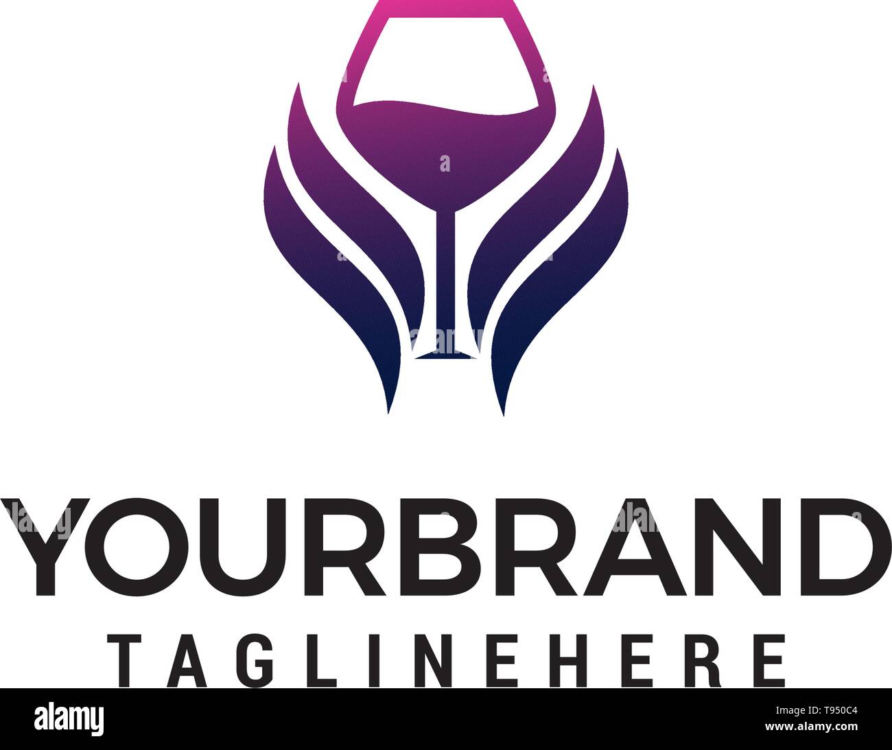 glass wing wine logo design concept template vector Stock Vector