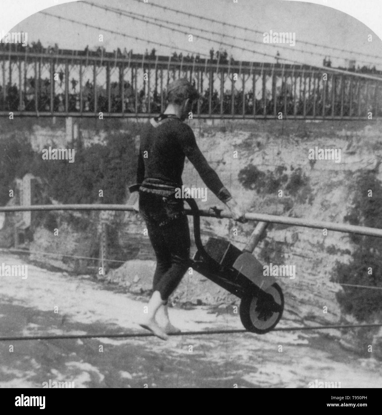 Charles Blondin (born Jean François Gravelet, February 28, 1824 - February  22, 1897) was a French tightrope walker and acrobat, called the "Chevalier  Blondin", or simply "The Great Blondin". At the age