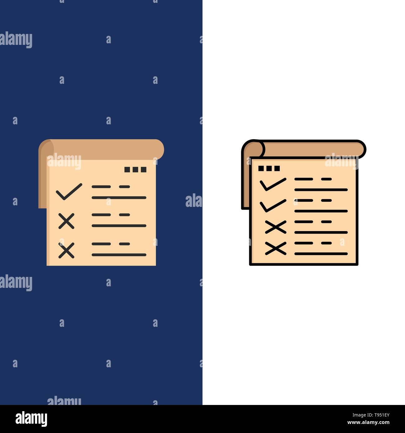 Checklist, Testing, Report, Qa Icons. Flat and Line Filled Icon Set
