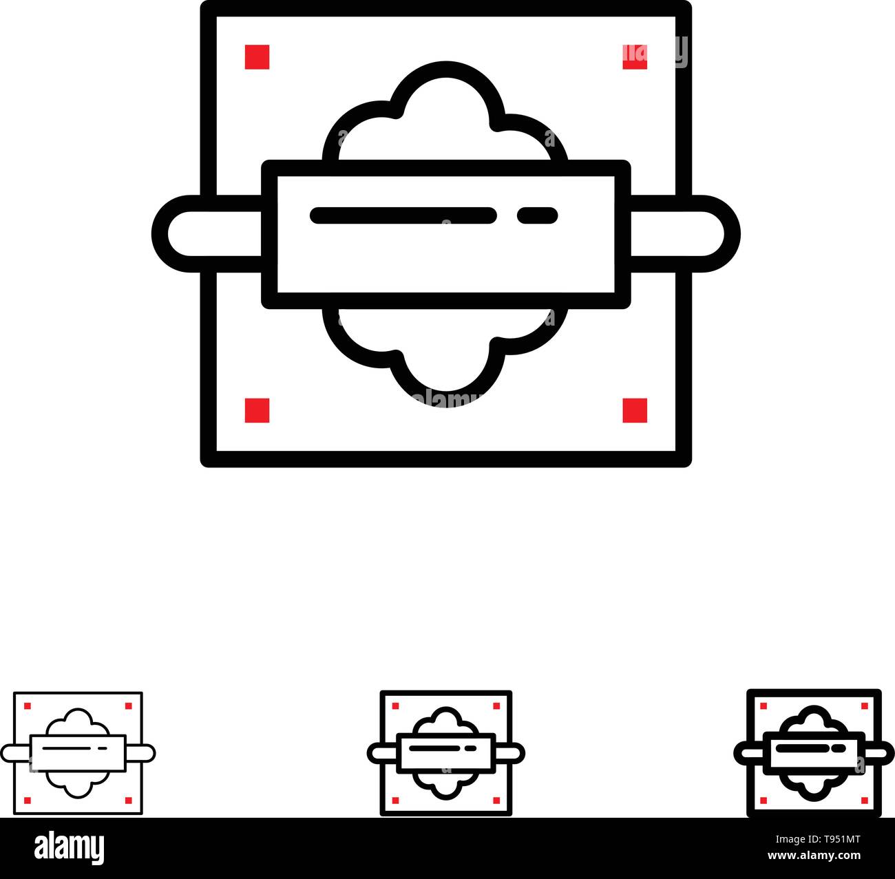 Home baking tools. Flat vector thin line icons. Essential kitchen