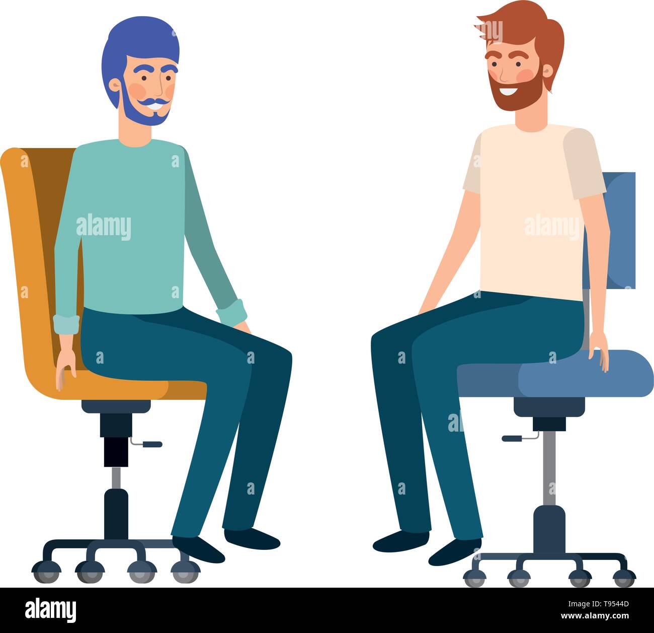 men with sitting in office chair avatar character Stock Vector Image ...
