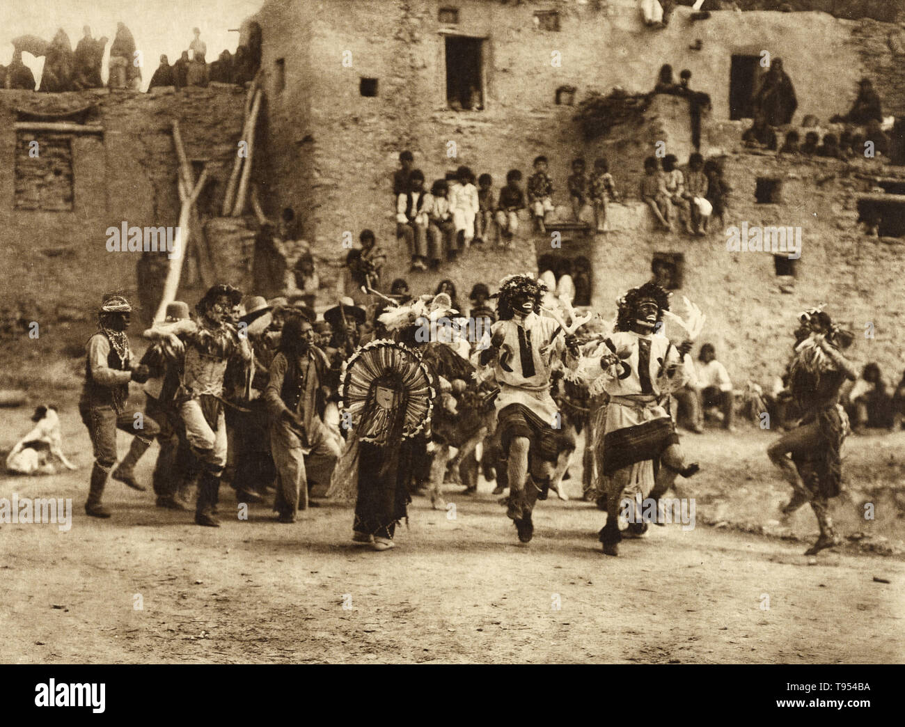 Buffalo Dance at Hano in Arizona. Edward S. Curtis (American, 1868 - 1952); 1921; Gravure. Stock Photo