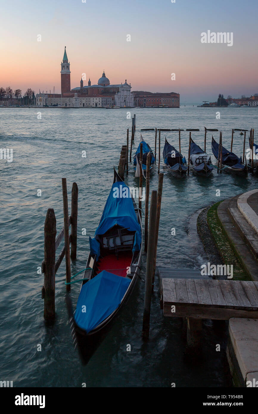 Gondolas At Sunset Venice Italy Stock Photo - Alamy