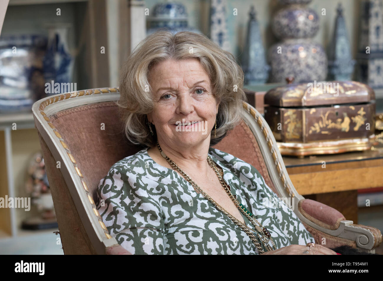 Polly Devlin OBE, Writer and Broadcaster at her home in West London. Born 1944 in Northern Ireland. Stock Photo