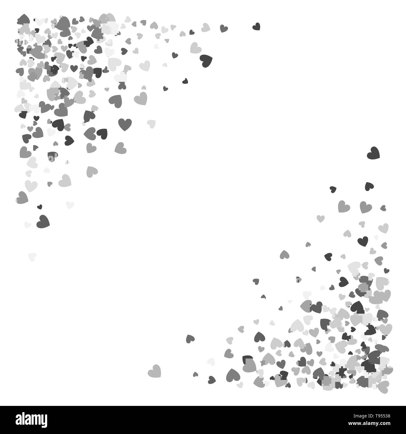 Frame or border of random scatter hearts Stock Vector