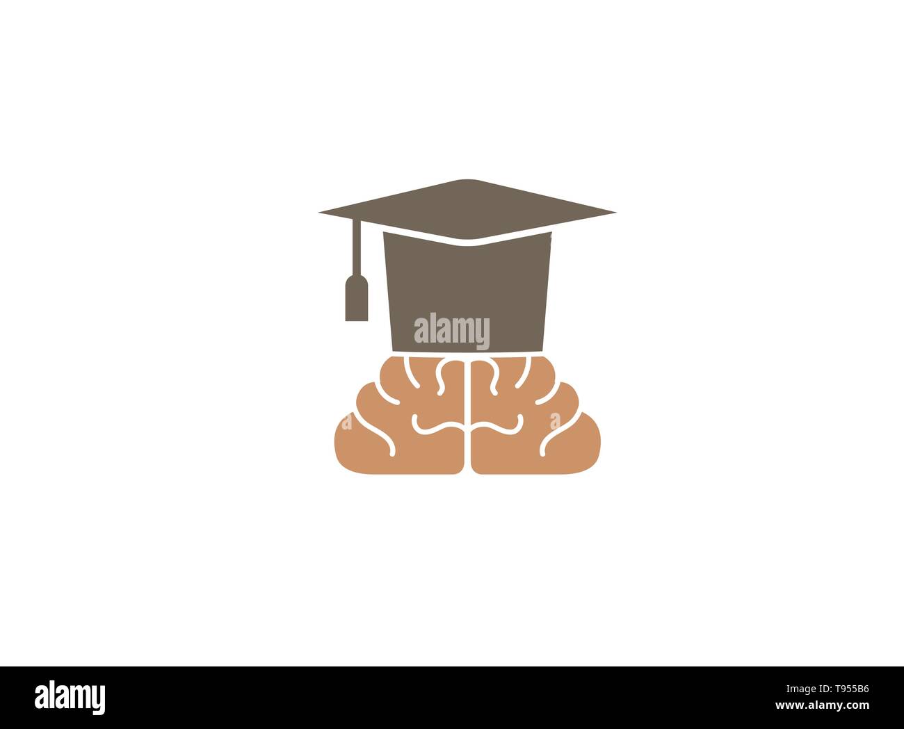 Graduation hat and Brain for logo design Stock Vector