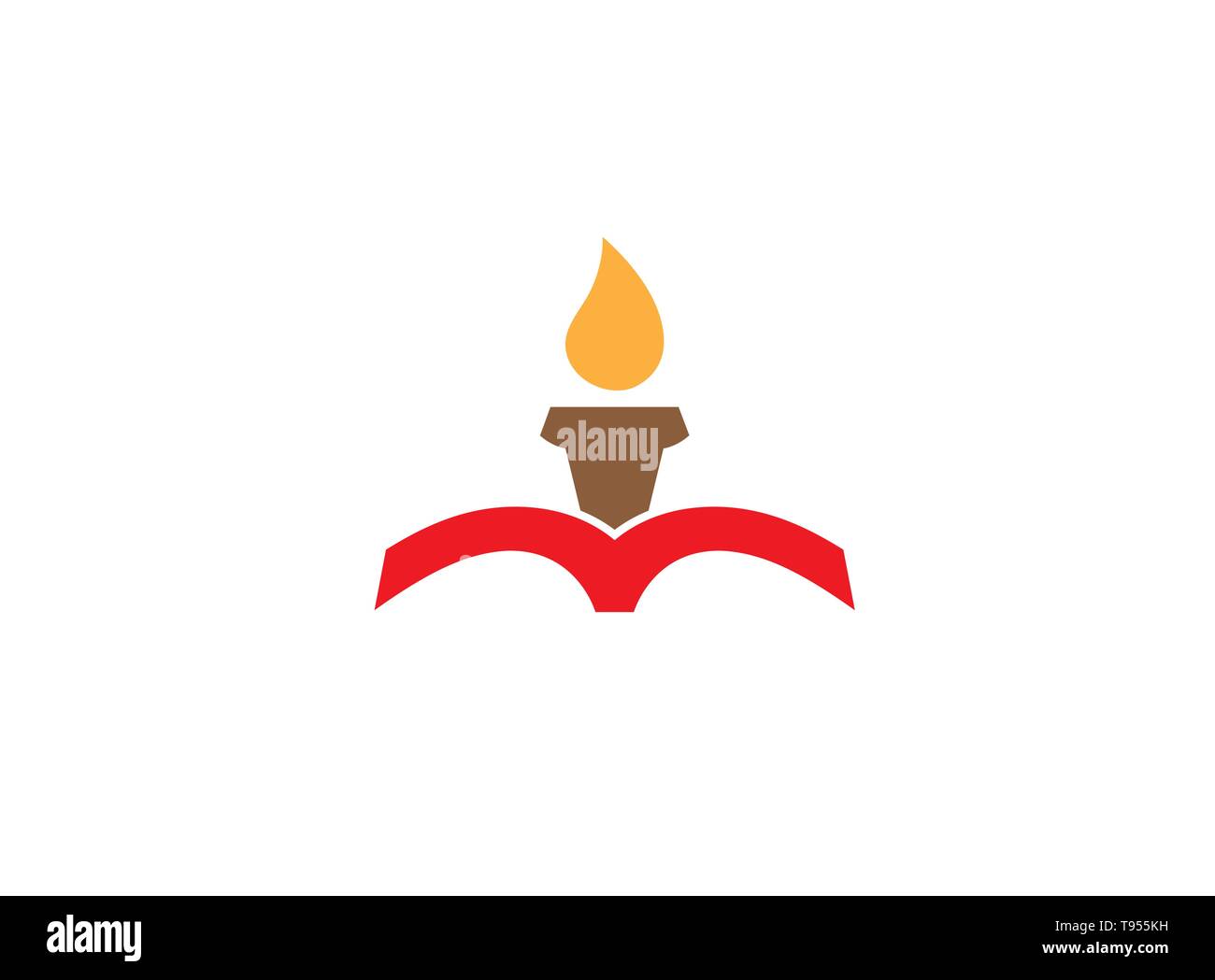 Candle inside the book for logo design Stock Vector