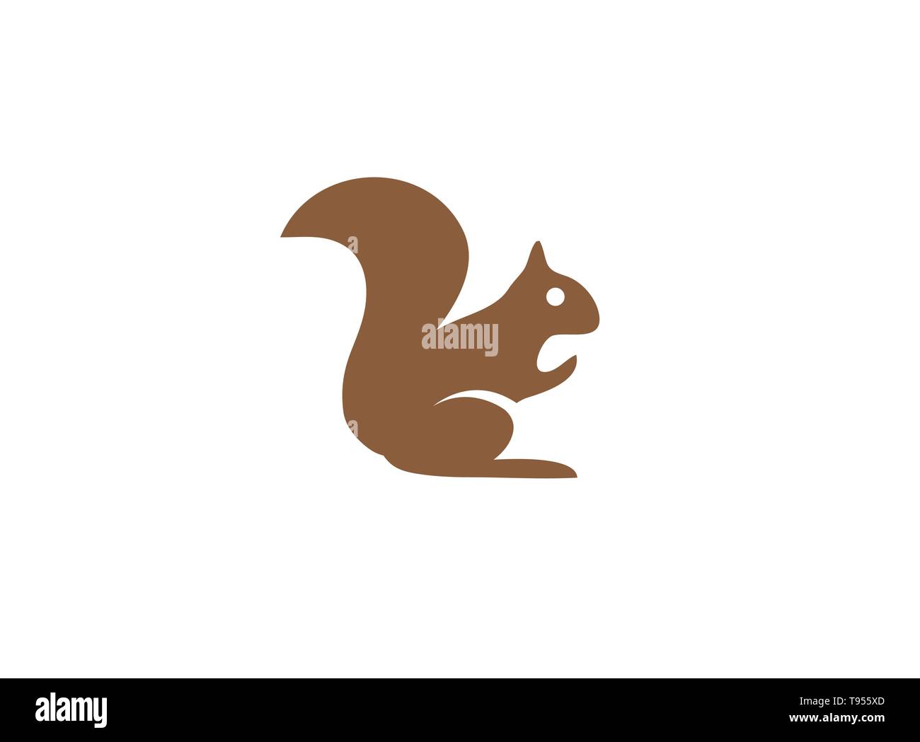 Squirrel eating walnuts almonds for logo design Stock Vector
