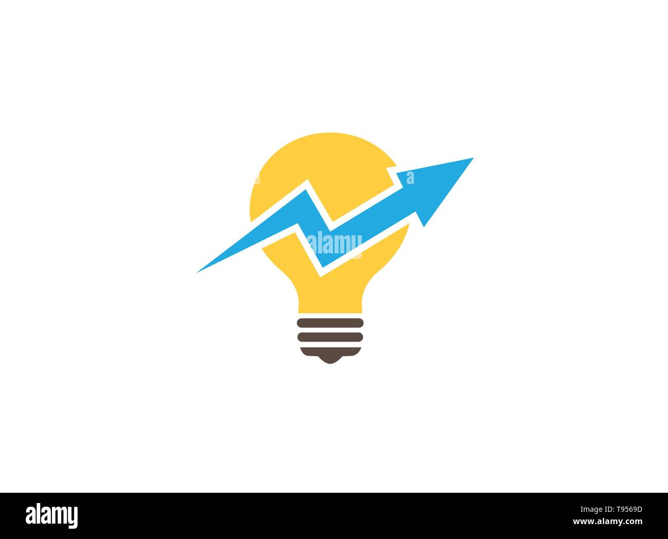 Arrow statistic across the lamp for logo design Stock Vector