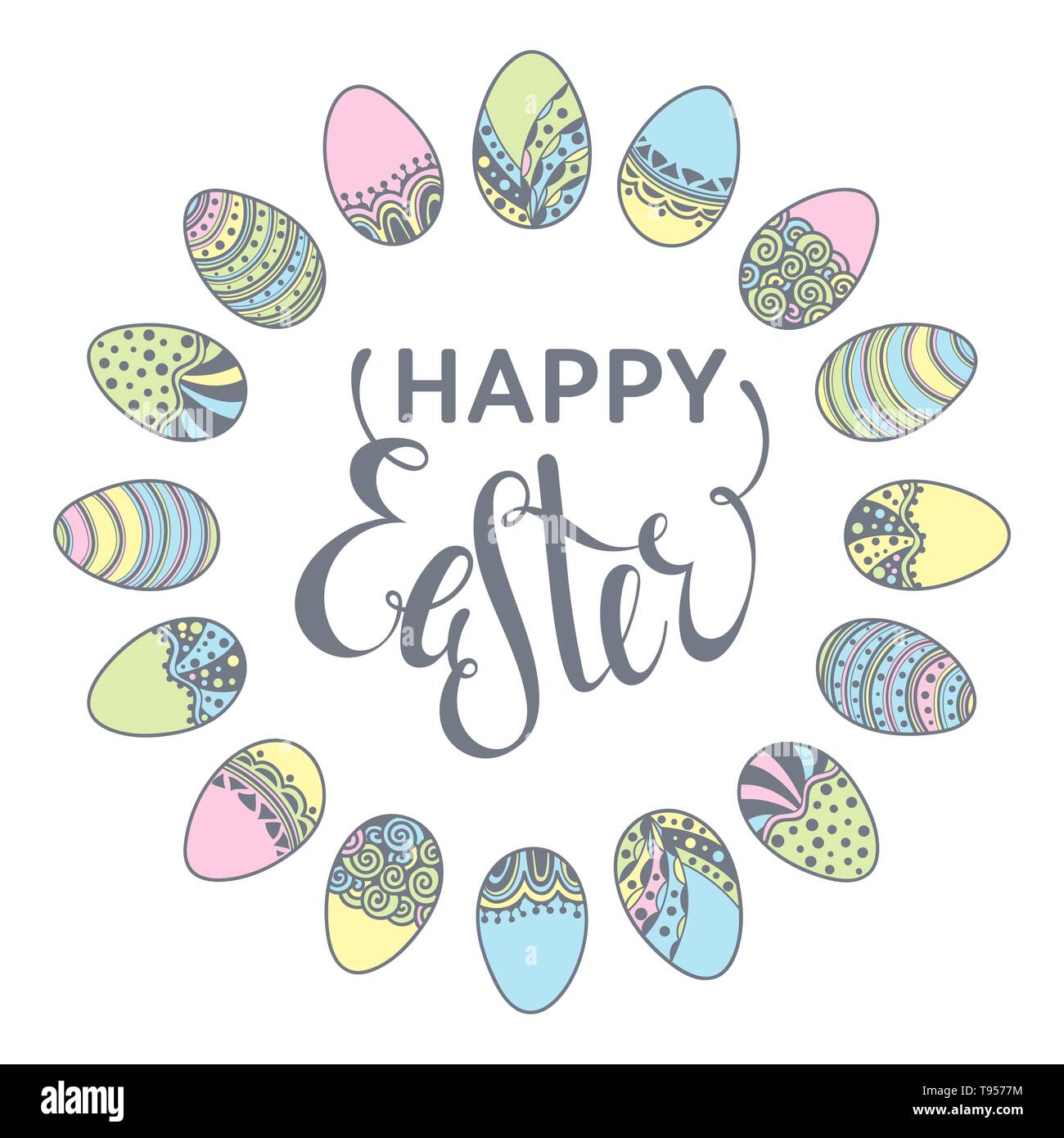 Easter doodle vector frame Stock Vector