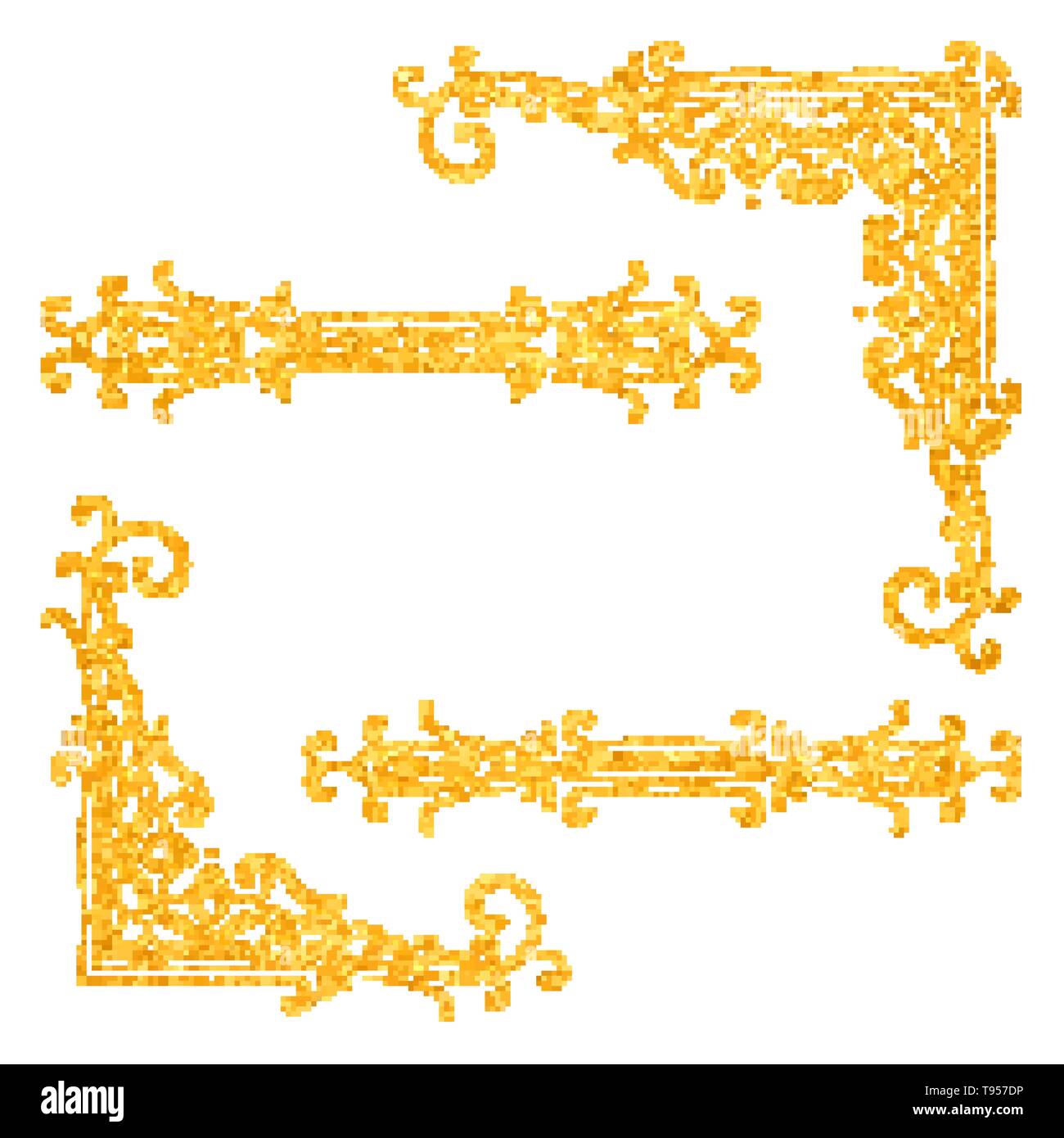 Set golden ornate page decor elements Stock Vector Images - Alamy