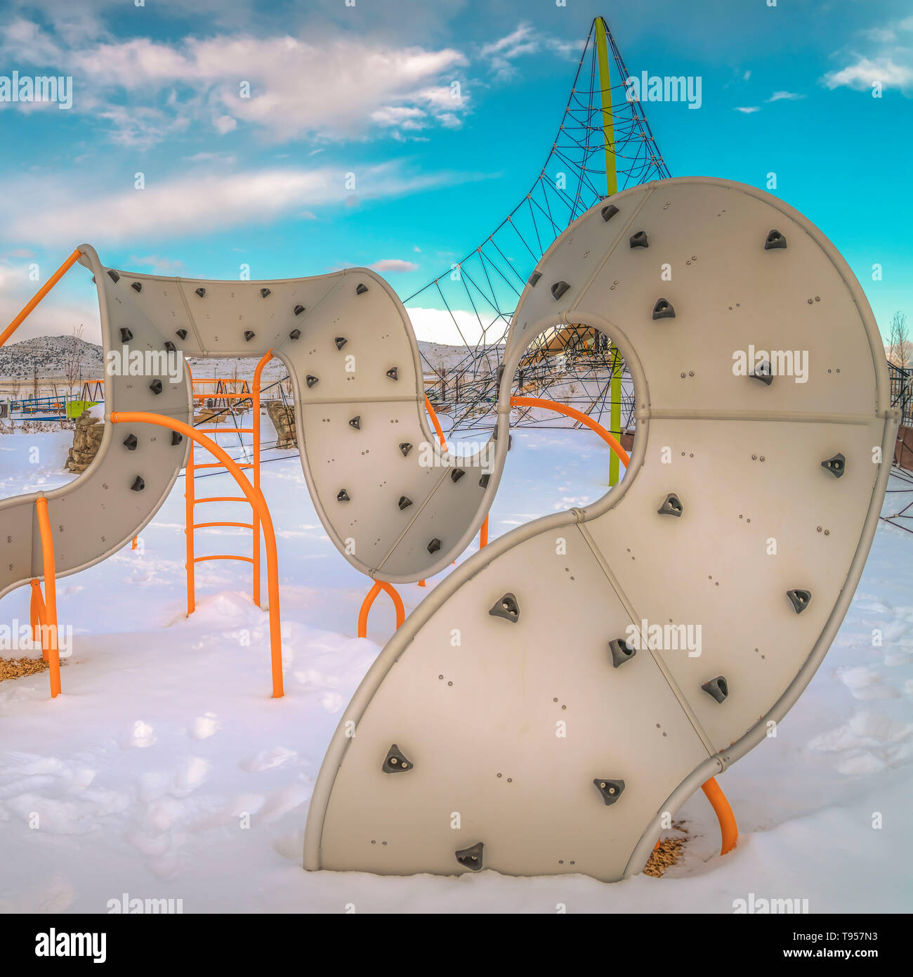 Playground structure outdoors in winter hi-res stock photography and ...