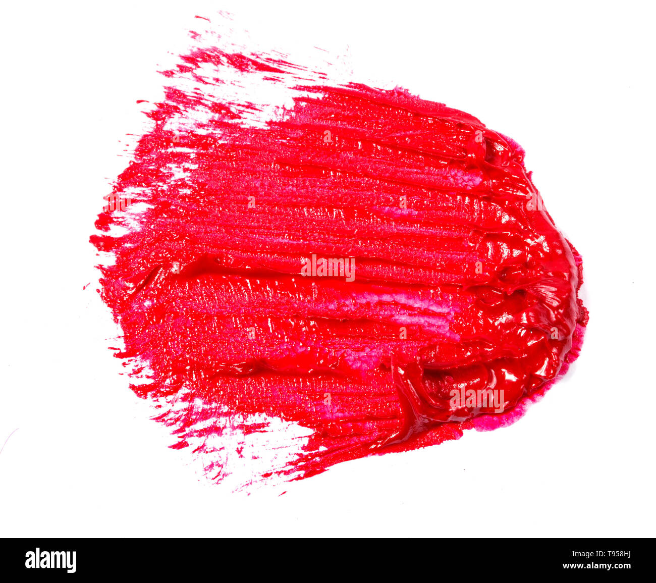 Stain of oil red paint on white Stock Photo Alamy