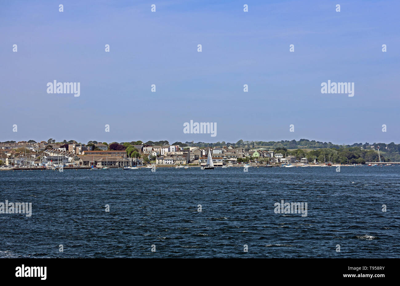 Torpoint from the River Tamar, Long shot. Stock Photo